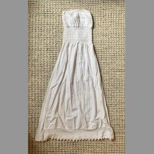 White Cotton Strapless Dress